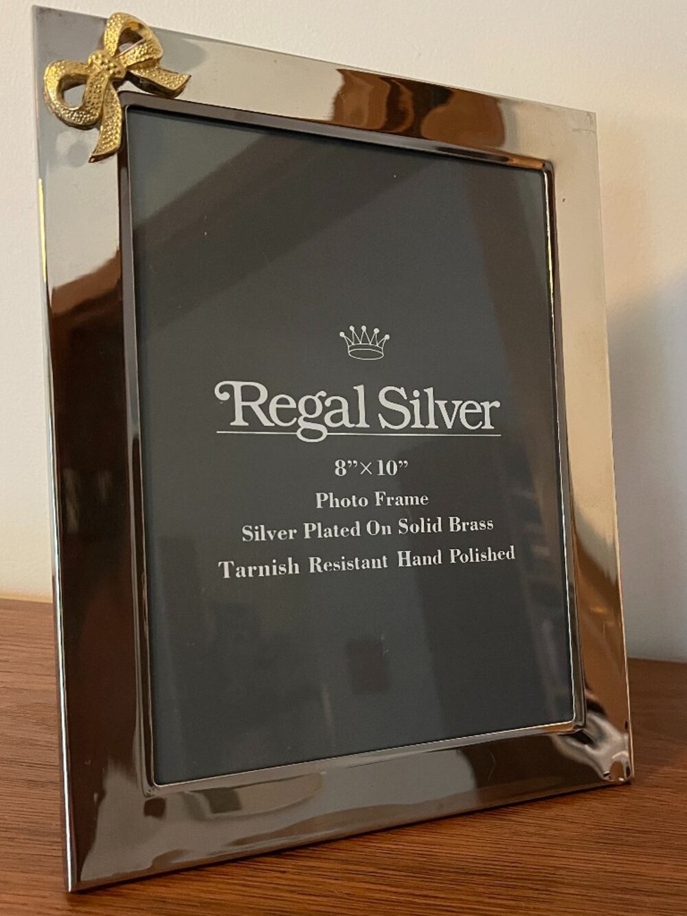 Regal Silver Plated Picture Frame 8x10 Gold Bow Coquette Wedding Romance Regency